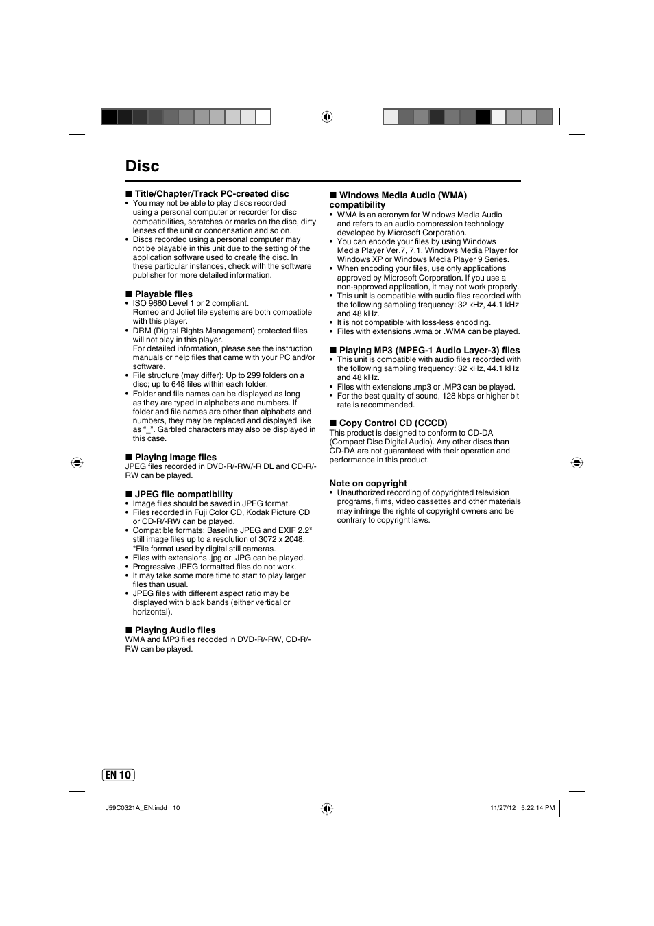 Disc, En 10 | Sansui SLEDVD329 User Manual | Page 10 / 43