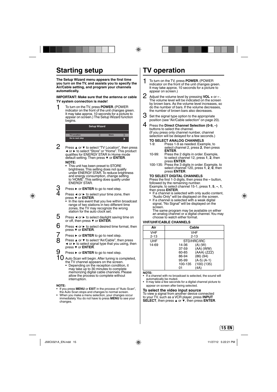 Starting setup, Tv operation 1 | Sansui SLEDVD329 User Manual | Page 15 / 43