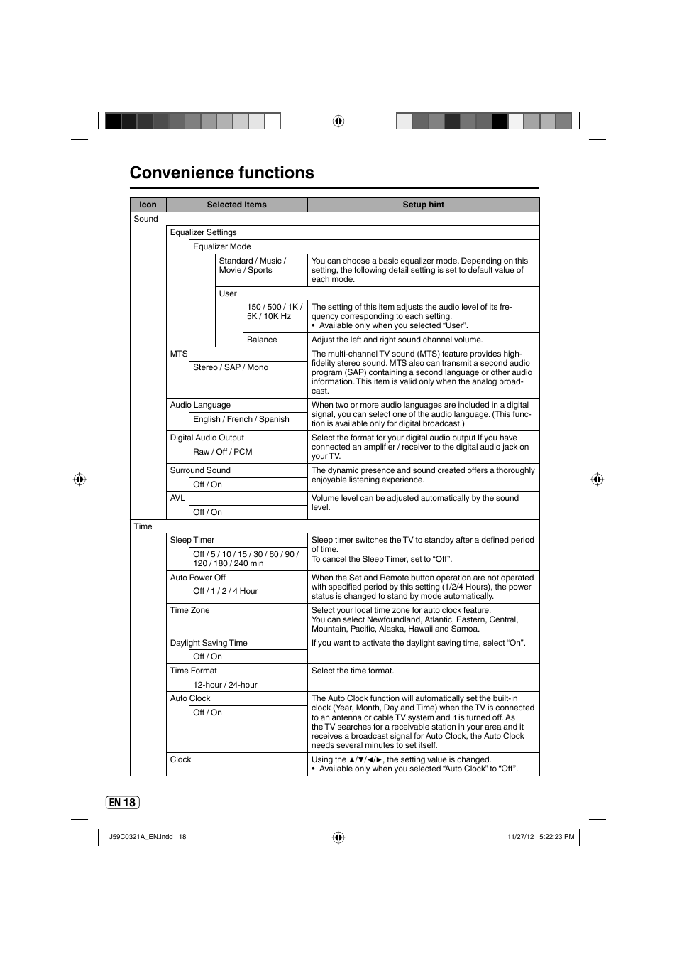 Convenience functions, En 18 | Sansui SLEDVD329 User Manual | Page 18 / 43