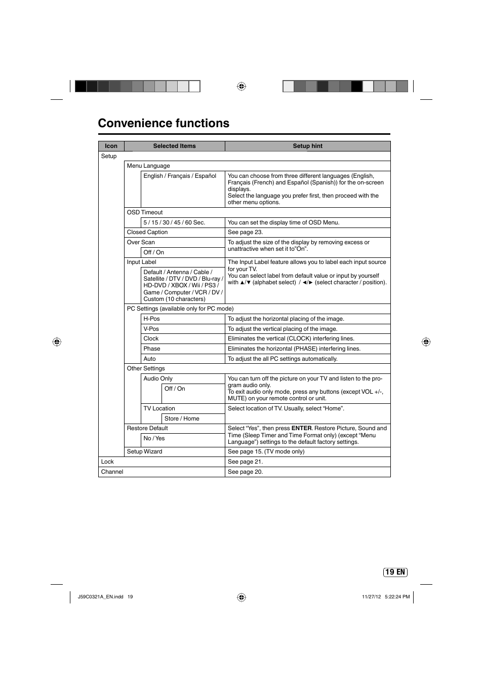 Convenience functions, 19 en | Sansui SLEDVD329 User Manual | Page 19 / 43