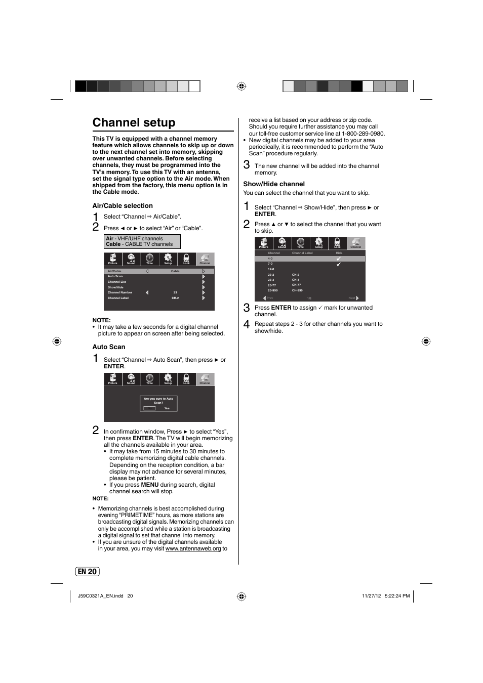 Channel setup, En 20 | Sansui SLEDVD329 User Manual | Page 20 / 43