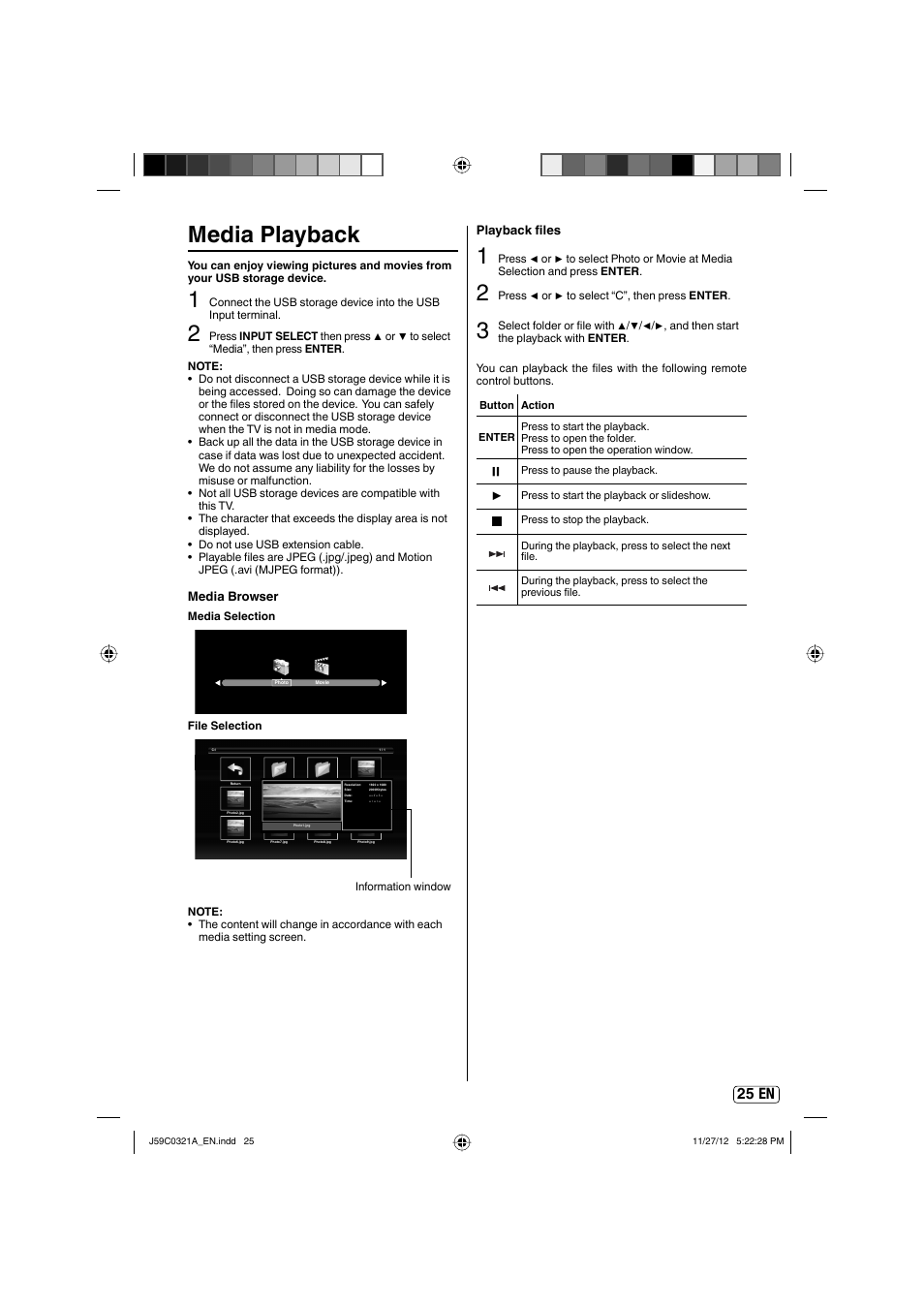 Media playback, 25 en | Sansui SLEDVD329 User Manual | Page 25 / 43
