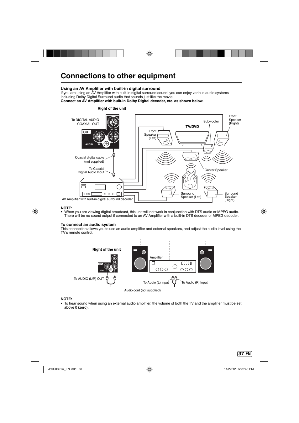 Connections to other equipment, 37 en | Sansui SLEDVD329 User Manual | Page 37 / 43