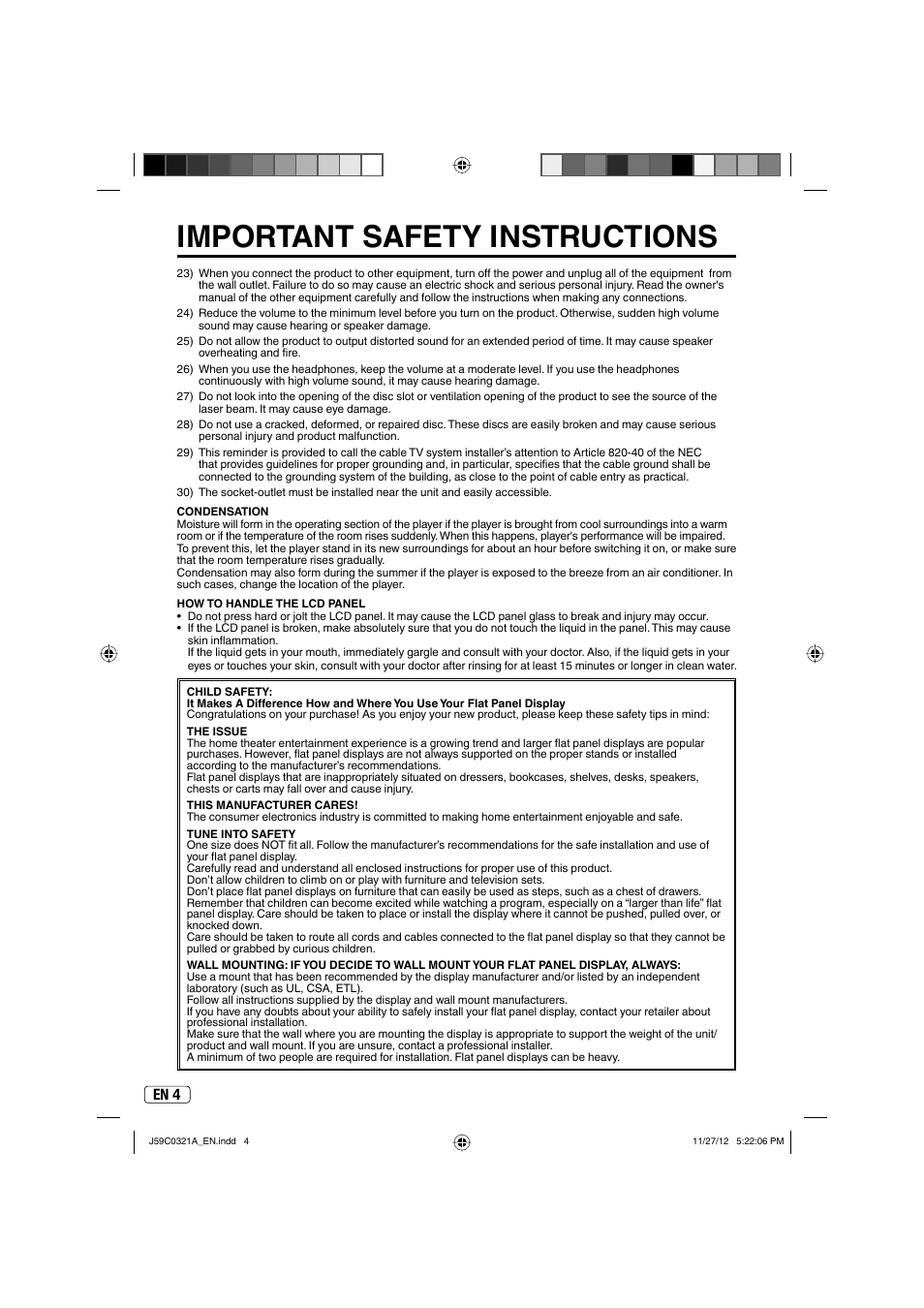 Important safety instructions, En 4 | Sansui SLEDVD329 User Manual | Page 4 / 43