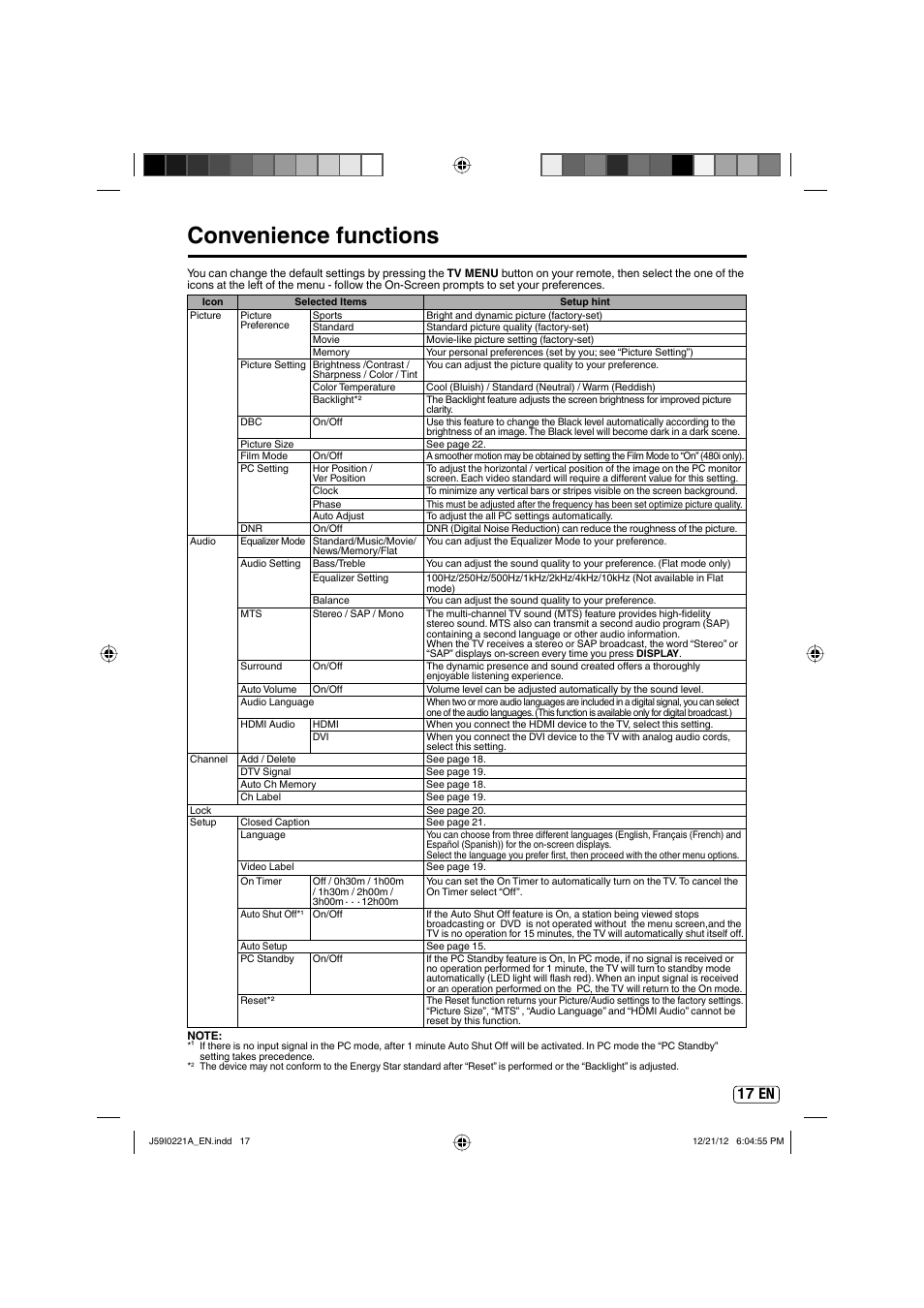 Convenience functions, 17 en | Sansui SLEDVD249 User Manual | Page 17 / 39