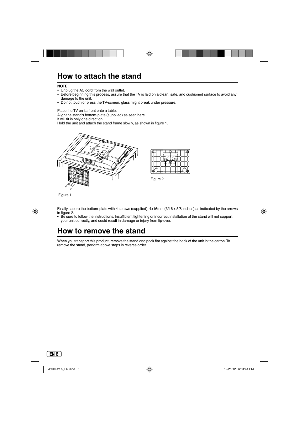 How to attach the stand, How to remove the stand | Sansui SLEDVD249 User Manual | Page 6 / 39