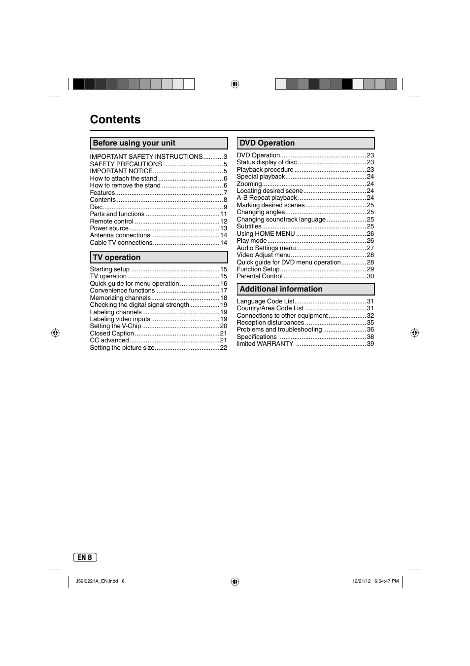 Sansui SLEDVD249 User Manual | Page 8 / 39