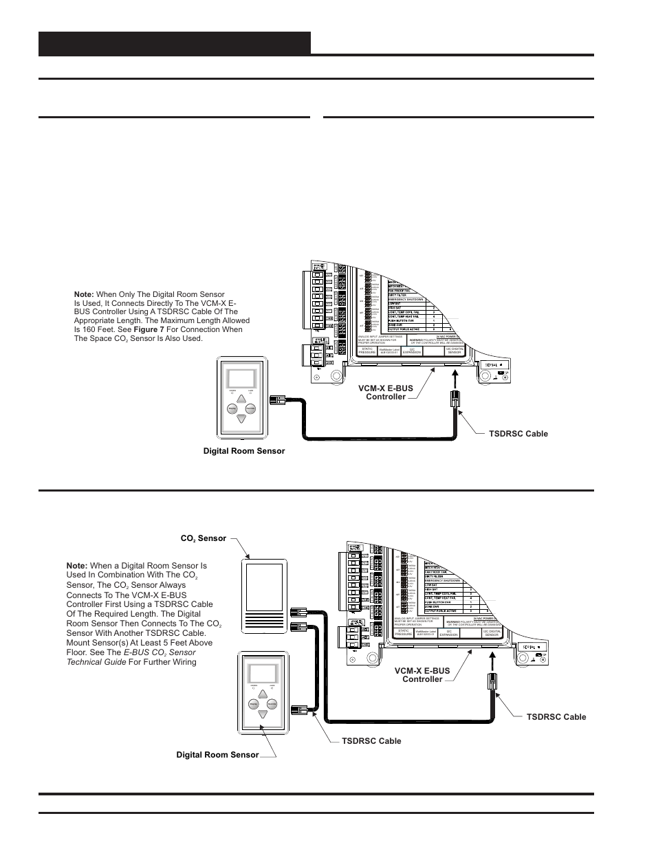 Installation & wiring, Digital room sensor & wall mounted space co, Sensor | Vcm-x modular e-bus controller technical guide 12, Digital room sensor, Wall mounted space co, Zone, Sensor wiring, Sensor for applications requiring both a room co, Sensor is used to monitor co | Orion System VCM-X Modular E-BUS User Manual | Page 12 / 88