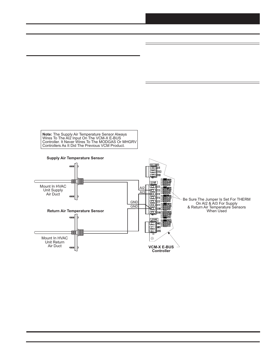 Installation & wiring, Sat & rat sensor wiring, Vcm-x modular e-bus controller technical guide | Supply air & return air temperature sensor | Orion System VCM-X Modular E-BUS User Manual | Page 15 / 88