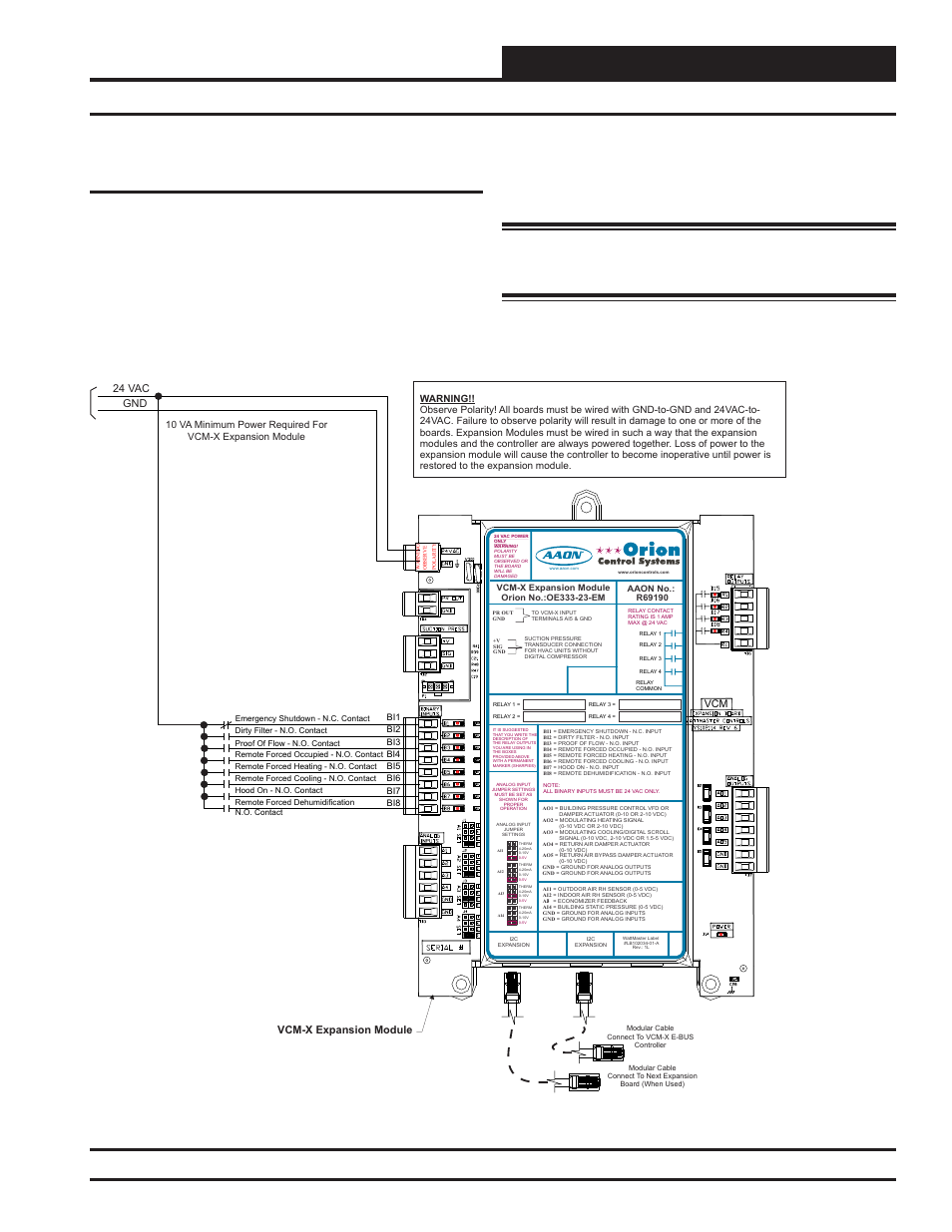 Installation & wiring, Binary inputs wiring, Vcm-x modular e-bus controller technical guide | Orion System VCM-X Modular E-BUS User Manual | Page 23 / 88
