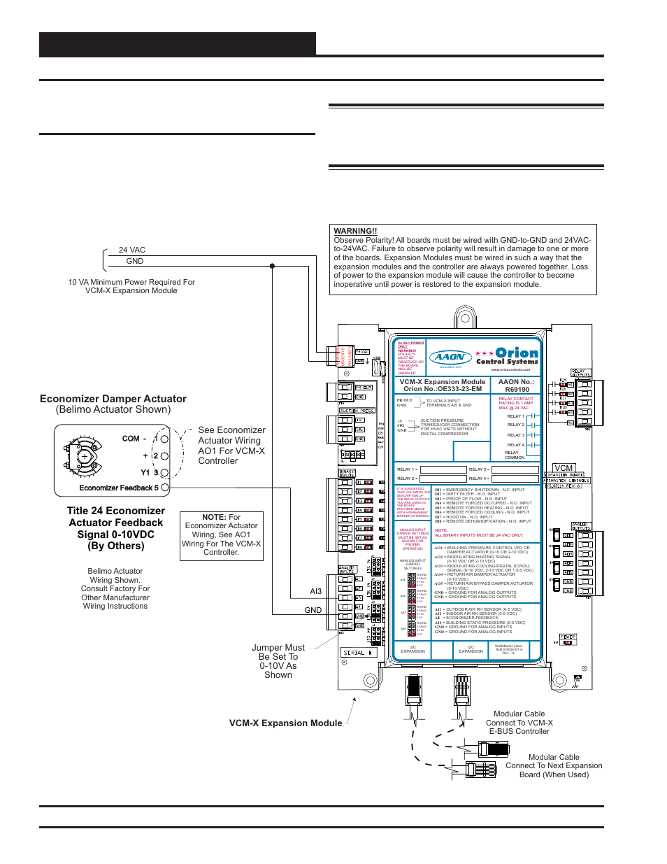 Installation & wiring, Title 24 economizer actuator feedback, Vcm-x modular e-bus controller technical guide 28 | Zone | Orion System VCM-X Modular E-BUS User Manual | Page 28 / 88