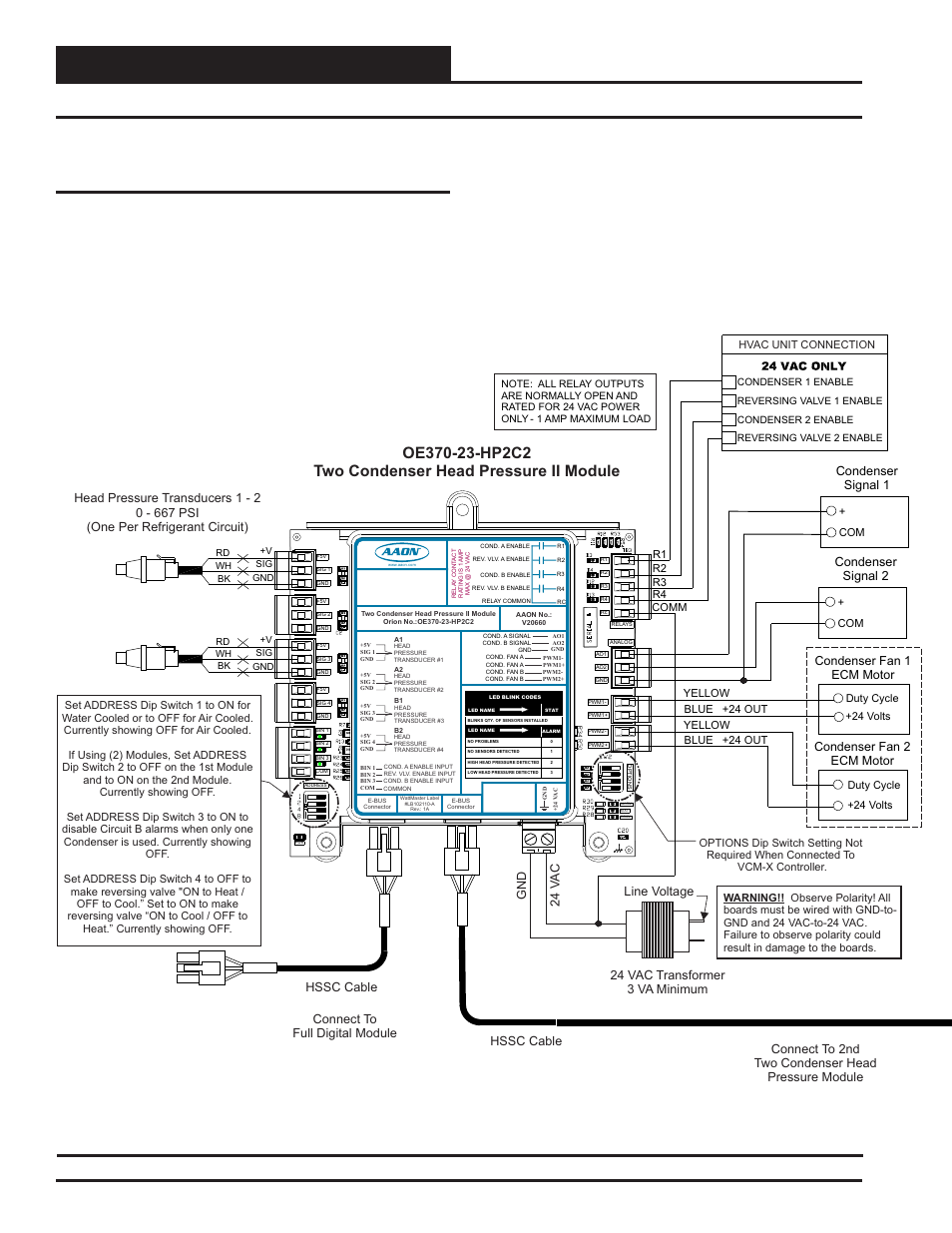 Installation & wiring, Vcm-x modular e-bus controller technical guide 40, Zone | Hssc cable, Condenser signal 2, Condenser signal 1, Condenser fan 1 ecm motor, Condenser fan 2 ecm motor | Orion System VCM-X Modular E-BUS User Manual | Page 40 / 88