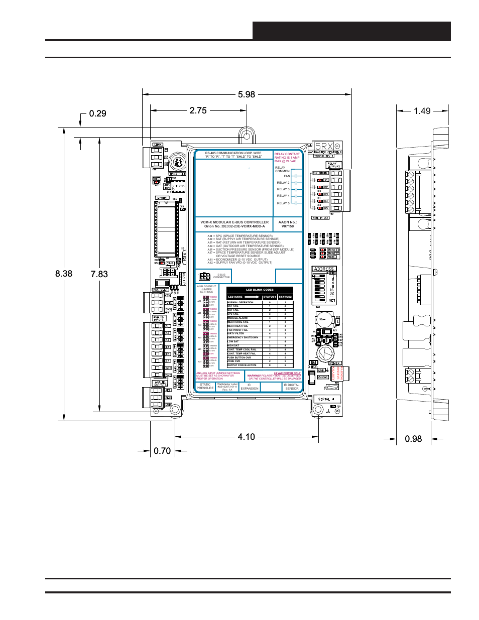 Overview, Vcm-x e-bus controller dimensions, Vcm-x modular e-bus controller technical guide | Orion System VCM-X Modular E-BUS User Manual | Page 7 / 88