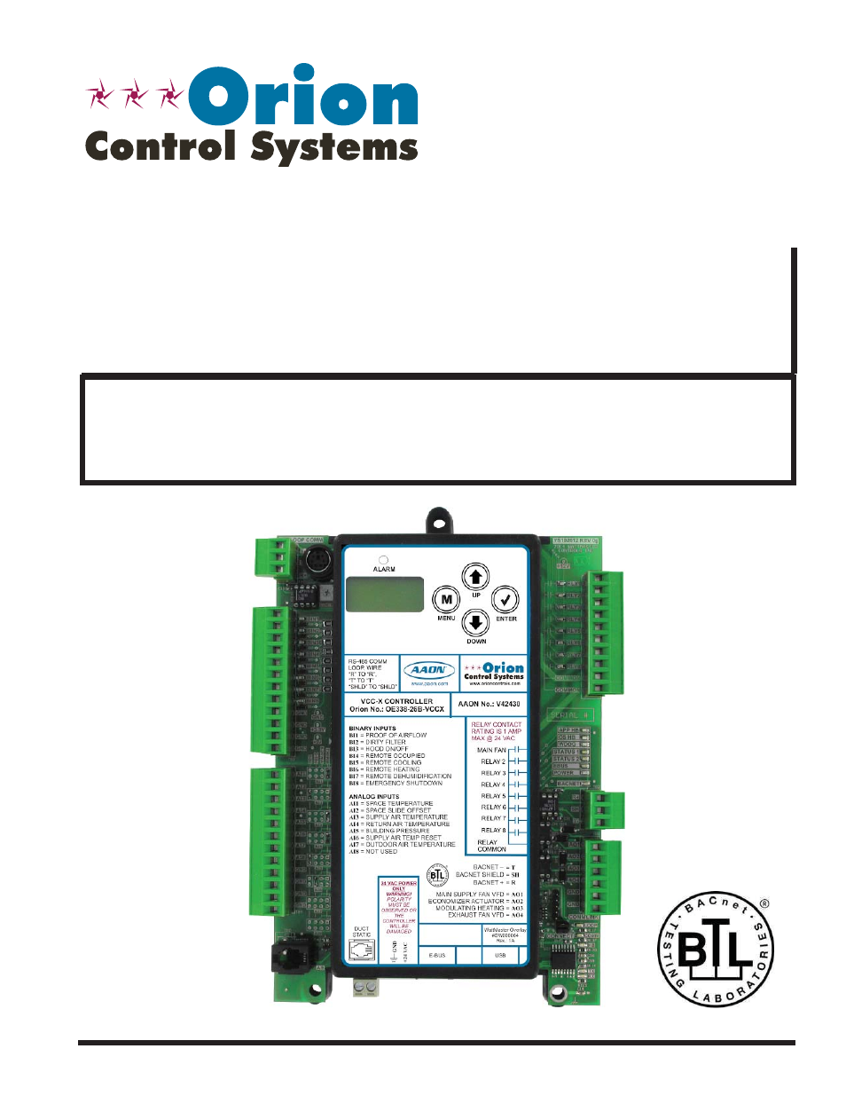 Orion System VCC-X Controller User Manual | 120 pages