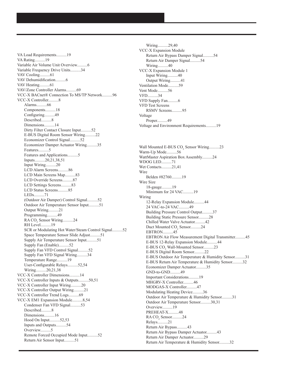 Index, Vcc-x controller technical guide 116 | Orion System VCC-X Controller User Manual | Page 116 / 120