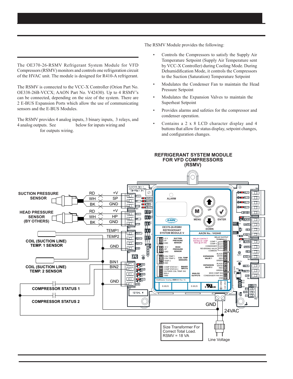 Refrigerant system module wiring, Rsmv inputs & outputs wiring, 24vac gnd | Figure 23: rsmv inputs wiring | Orion System VCC-X Controller User Manual | Page 38 / 120