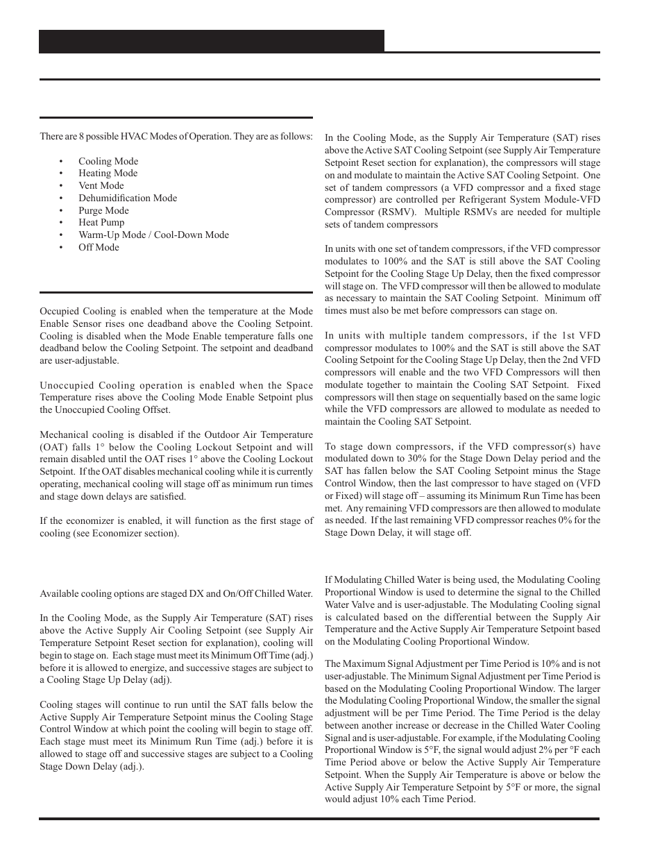 Sequence of operations, Cooling mode | Orion System VCC-X Controller User Manual | Page 56 / 120
