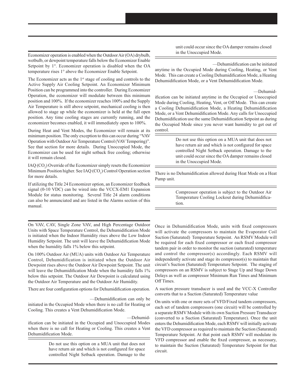 Sequence of operations, Economizer operation & dehumidifi cation, Vcc-x controller technical guide | Economizer operation, Dehumidifi cation mode | Orion System VCC-X Controller User Manual | Page 57 / 120