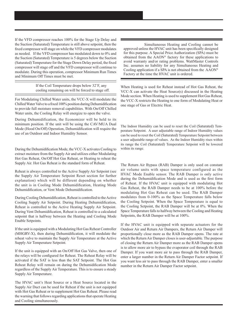 Sequence of operations, Reheat and return air bypass damper control, Vcc-x controller technical guide 58 | Orion System VCC-X Controller User Manual | Page 58 / 120