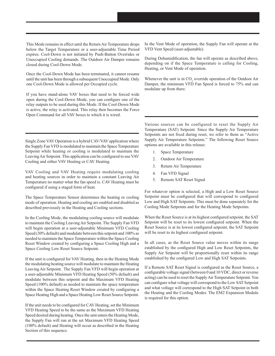 Sequence of operations, Single zone vav & supply air reset | Orion System VCC-X Controller User Manual | Page 61 / 120