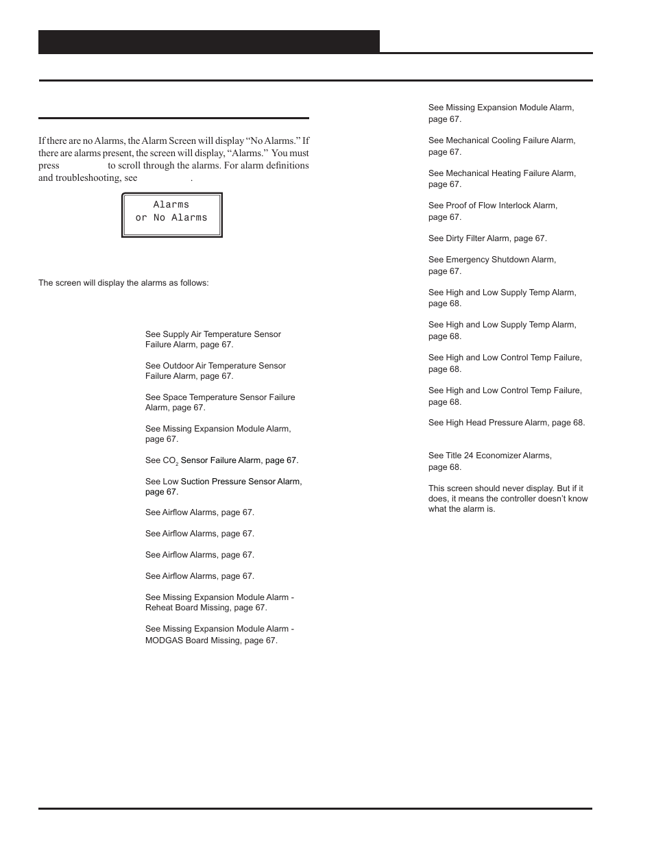 Appendix b - vcc-x lcd screens, Alarm screens, Vcc-x controller technical guide 86 alarm screens | Orion System VCC-X Controller User Manual | Page 86 / 120