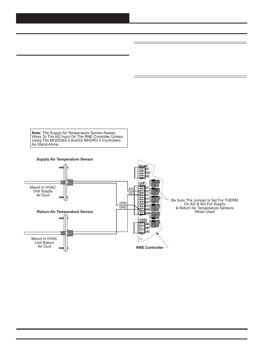 Installation and wiring, Sat & rat sensor wiring, Rne modular controller field technical guide 22 | Supply air & return air temperature sensor, Zone | Orion System RNE Modular Controller User Manual | Page 22 / 88