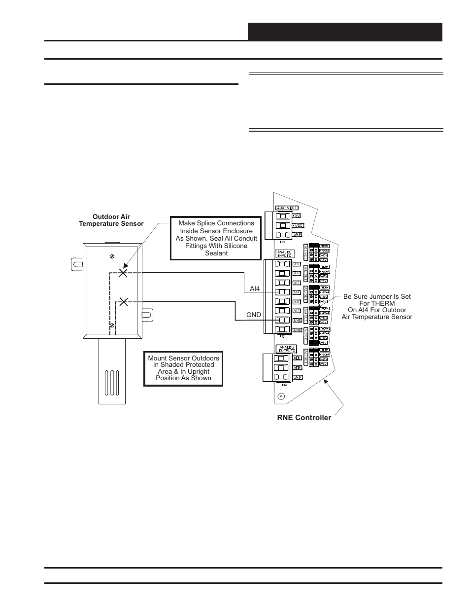 Installation and wiring, Oat sensor wiring, Rne modular controller field technical guide | Outdoor air temperature sensor | Orion System RNE Modular Controller User Manual | Page 23 / 88