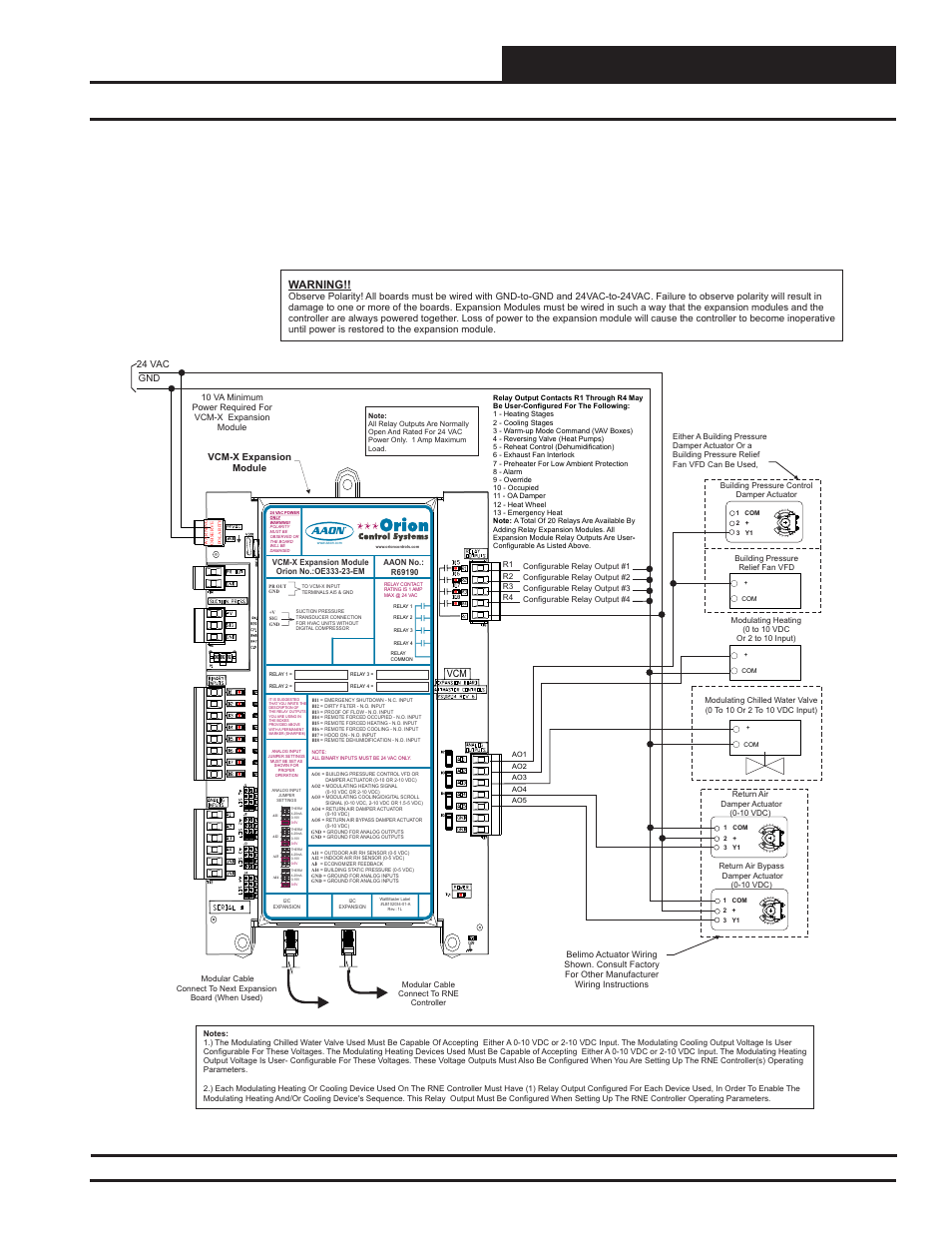 Installation and wiring, Rne modular controller field technical guide, Warning | 24 vac gnd, Vcm-x expansion module | Orion System RNE Modular Controller User Manual | Page 27 / 88