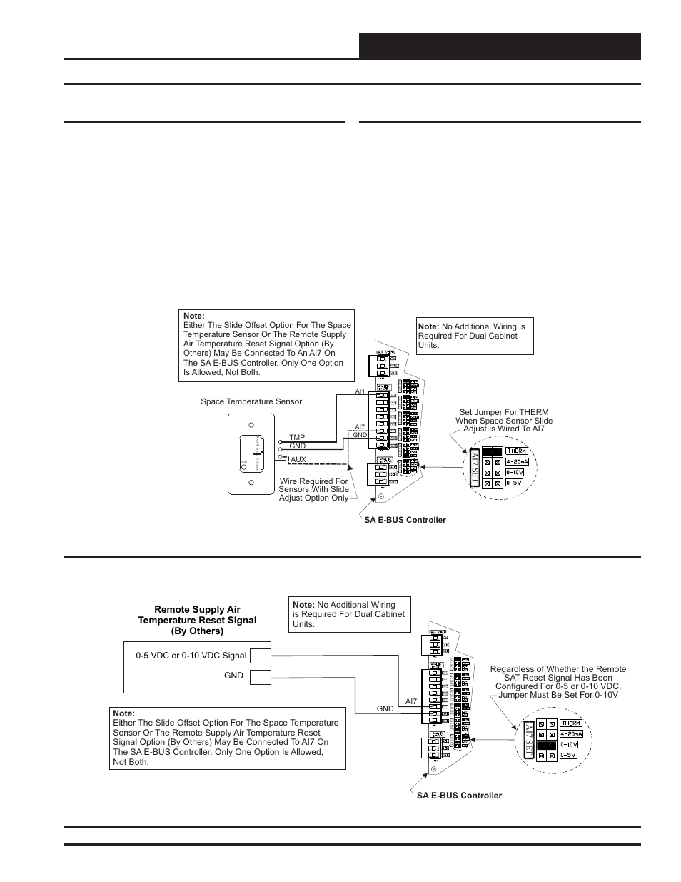 Installation & wiring, Sat & remote sat reset signal wiring, Sa e-bus controller technical guide | Space temperature sensor, Remote sat reset signal | Orion System SA E-BUS Controller User Manual | Page 13 / 74