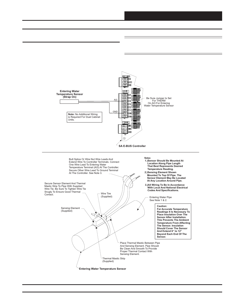 Installation & wiring, Entering water temperature sensor wiring, Sa e-bus controller technical guide | Entering water temperature sensor | Orion System SA E-BUS Controller User Manual | Page 15 / 74