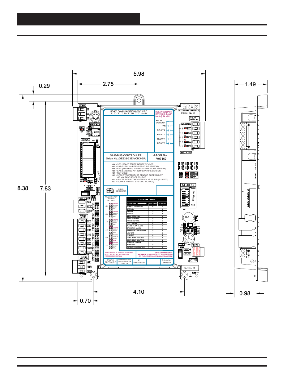 Overview, Sa e-bus controller dimensions, Sa e-bus controller technical guide 6 | Orion System SA E-BUS Controller User Manual | Page 6 / 74