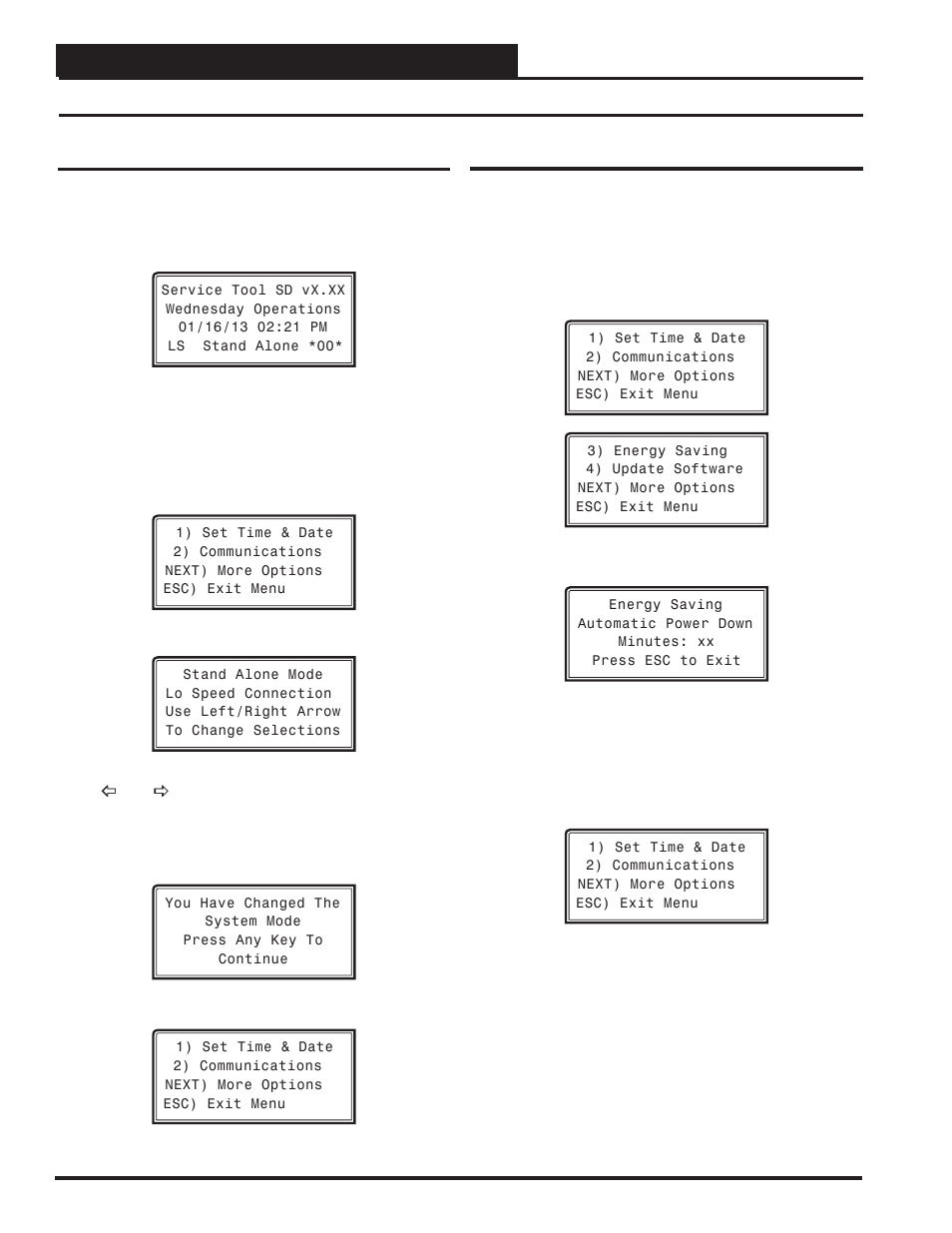 Modular service tool sd, Setting the operating mode and energy saving timer, Setting the energy saving timer | Orion System VCM-X/RNE Controller User Manual | Page 12 / 92