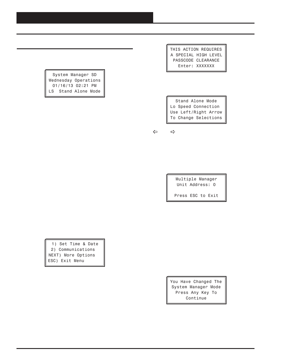 System manager sd, Setting the operating mode, Vcm-x / rne operator interface sd 18 | Orion System VCM-X/RNE Controller User Manual | Page 18 / 92
