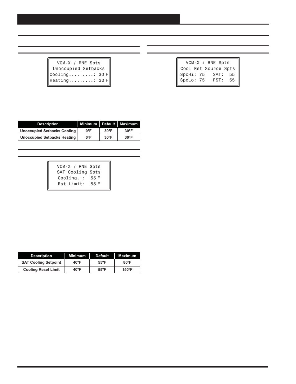 Vcm-x / rne setpoints, Vcm-x / rne setpoint screens, Vcm-x / rne operator interface sd 46 | Orion System VCM-X/RNE Controller User Manual | Page 46 / 92