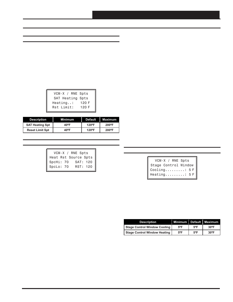 Vcm-x / rne setpoints, Vcm-x / rne setpoint screens, Vcm-x / rne operator interface sd | Orion System VCM-X/RNE Controller User Manual | Page 47 / 92