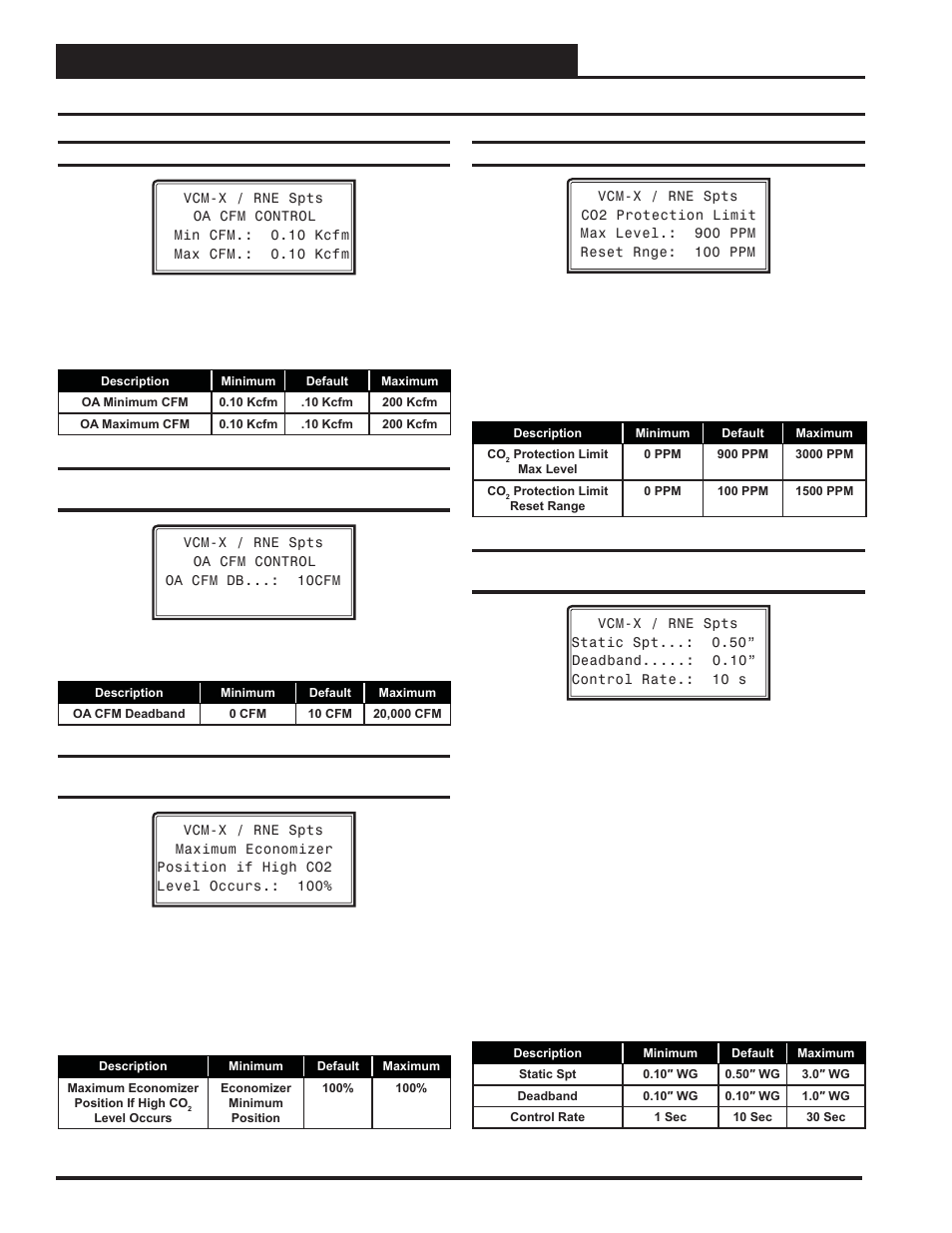 Vcm-x / rne setpoints, Vcm-x / rne setpoint screens, Vcm-x / rne operator interface sd 50 | Orion System VCM-X/RNE Controller User Manual | Page 50 / 92