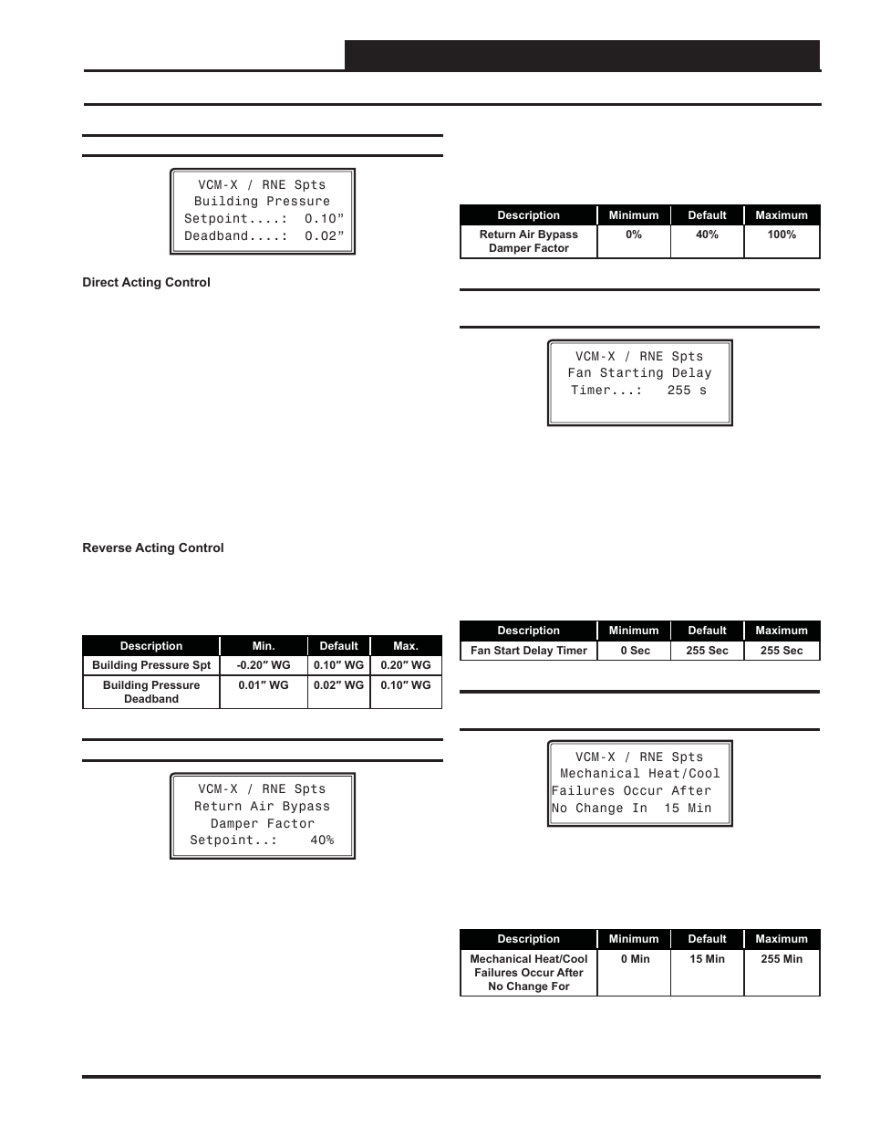 Vcm-x / rne setpoints, Vcm-x / rne setpoint screens, Vcm-x / rne operator interface sd | Orion System VCM-X/RNE Controller User Manual | Page 51 / 92