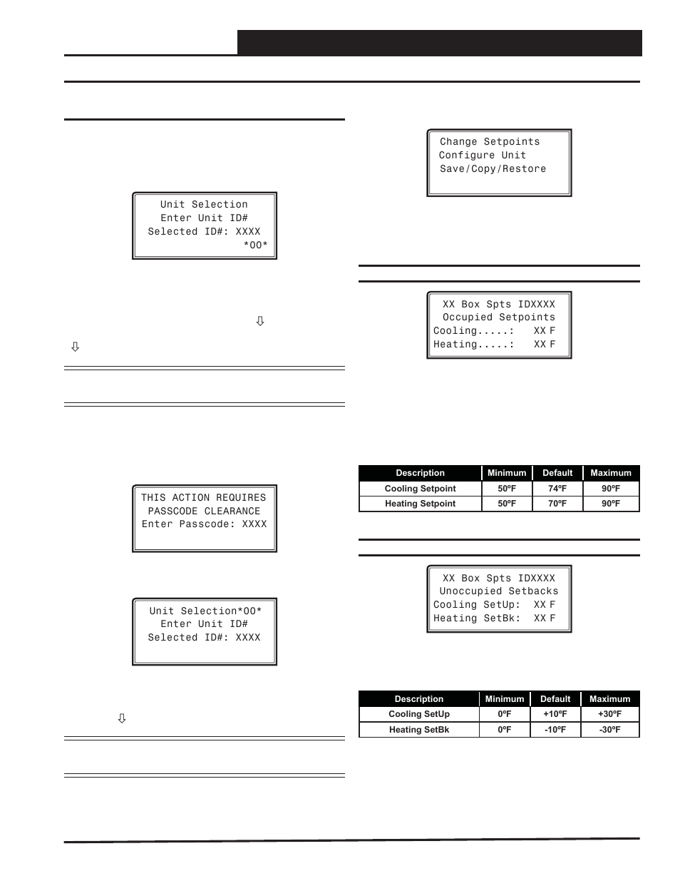 Vav/zone controller programming, Vav/zone setpoint screens, Vcm-x / rne operator interface sd 69 | Vav/zone controller setpoints | Orion System VCM-X/RNE Controller User Manual | Page 69 / 92