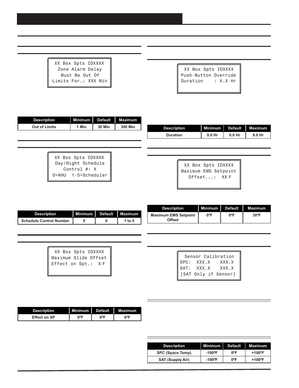 Vav/zone controller programming, Vav/zone setpoint screens, Vcm-x / rne operator interface sd 72 | Zone | Orion System VCM-X/RNE Controller User Manual | Page 72 / 92