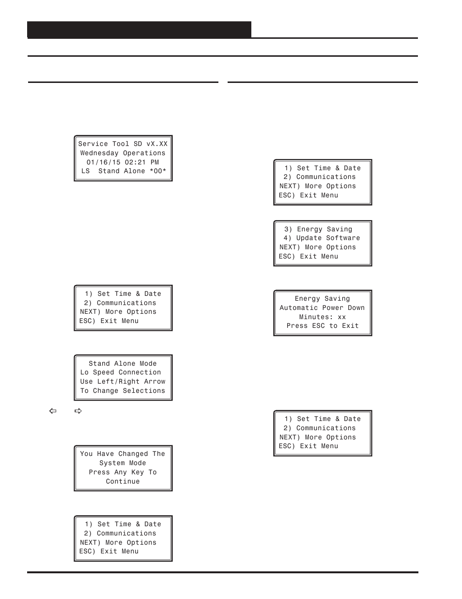 Modular service tool sd, Setting the operating mode and energy saving timer, Setting the energy saving timer | Orion System VCC-X Controller User Manual | Page 12 / 96