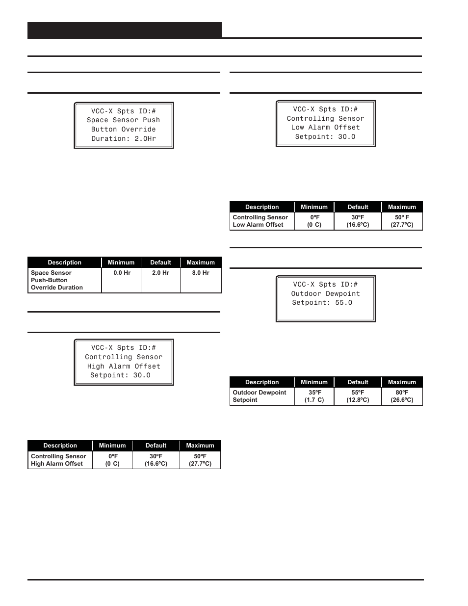 Vcc-x setpoints, Vcc-x setpoint screens, Vcc-x operator interface sd 42 | Orion System VCC-X Controller User Manual | Page 42 / 96