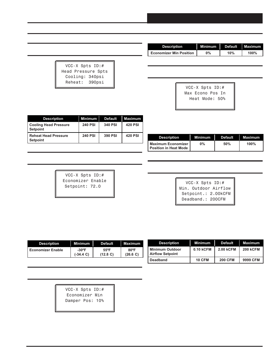 Vcc-x setpoints, Vcc-x setpoint screens, Vcc-x operator interface sd | Orion System VCC-X Controller User Manual | Page 47 / 96