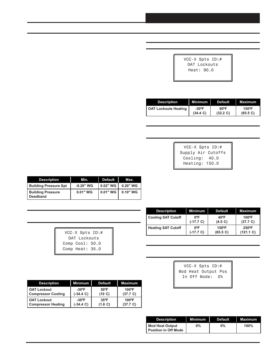 Vcc-x setpoints, Vcc-x setpoint screens, Vcc-x operator interface sd | Orion System VCC-X Controller User Manual | Page 49 / 96