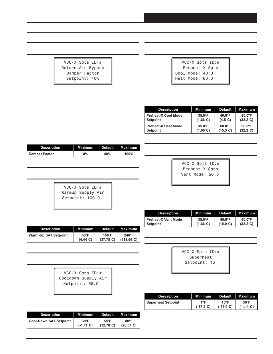 Vcc-x setpoints, Vcc-x setpoint screens, Vcc-x operator interface sd | Orion System VCC-X Controller User Manual | Page 51 / 96