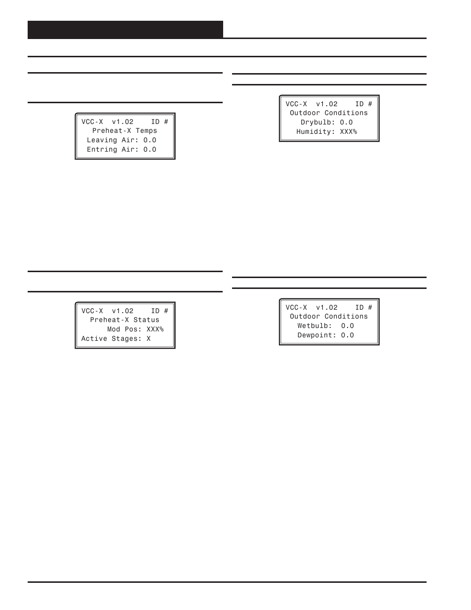 Vcc-x status, Vcc-x status screens, Vcc-x operator interface sd 58 | Orion System VCC-X Controller User Manual | Page 58 / 96