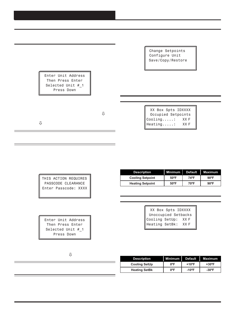 Vav/zone configuration, Vav/zone setpoint screens, Vcc-x operator interface sd 72 | Vav/zone controller setpoints | Orion System VCC-X Controller User Manual | Page 72 / 96