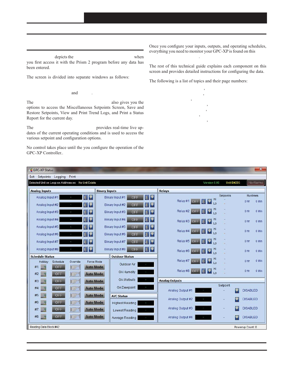 Gpc-xp controller status screen | Orion System GPC-XP Controller User Manual | Page 11 / 60