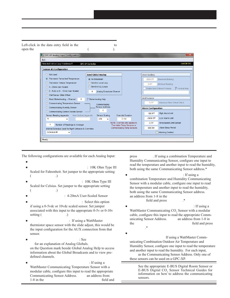 Analog input confi guration screen, Gpc-xp controller technical guide, Confi guring analog inputs | Orion System GPC-XP Controller User Manual | Page 13 / 60