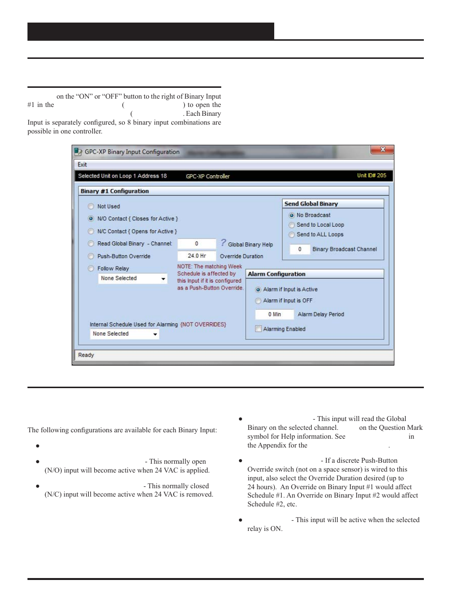 Binary input type | Orion System GPC-XP Controller User Manual | Page 18 / 60