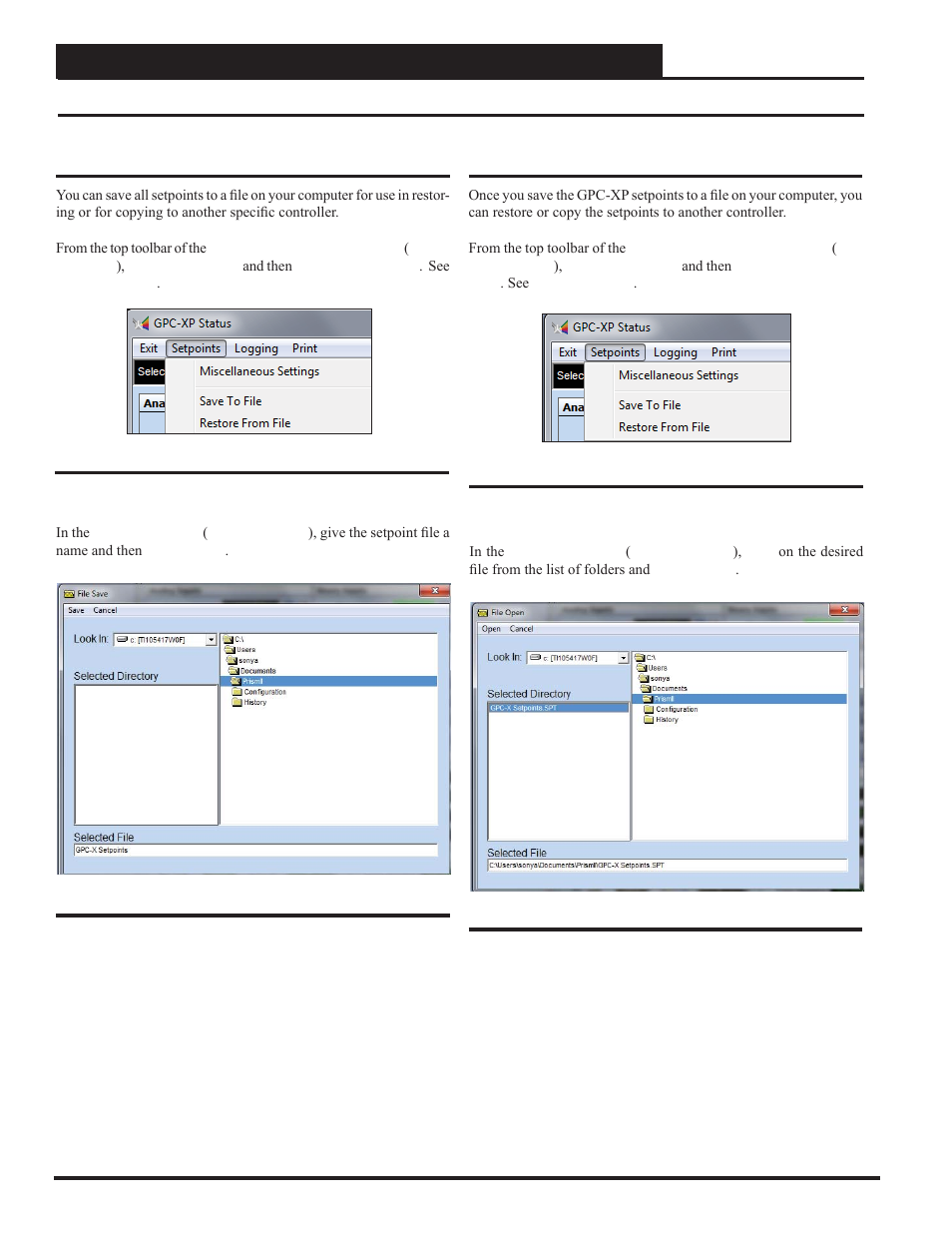 Saving and copying setpoints | Orion System GPC-XP Controller User Manual | Page 44 / 60